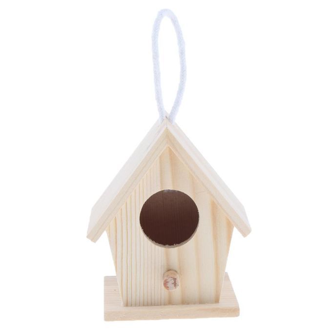 4X Handmade Swing Wood Birdhouse DIY Craft Decorative Cage For Indoors