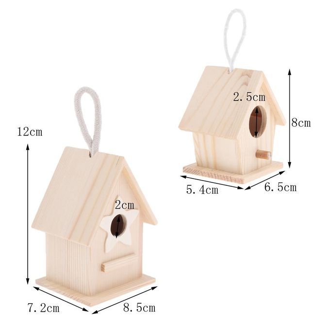 4X Handmade Swing Wood Birdhouse DIY Craft Decorative Cage For Indoors