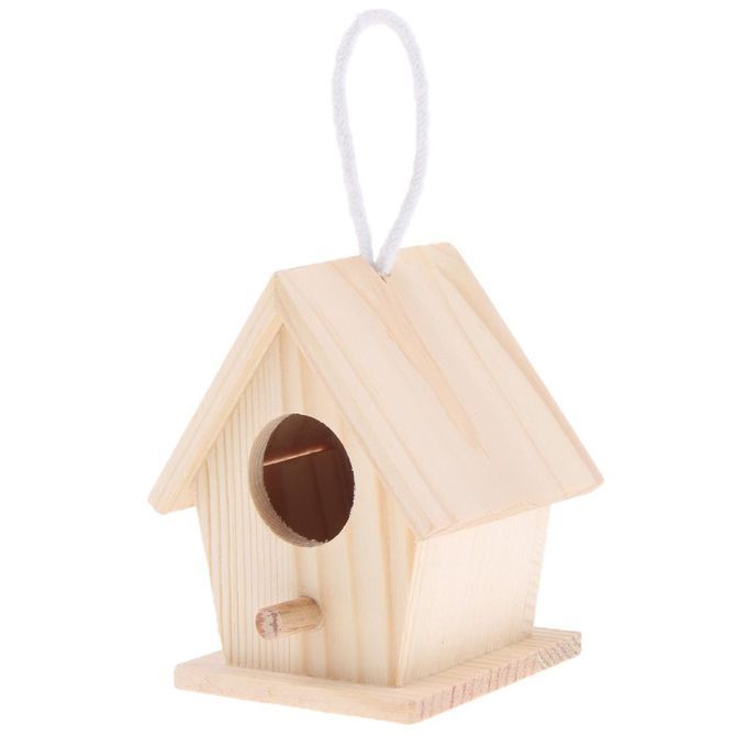 4X Handmade Swing Wood Birdhouse DIY Craft Decorative Cage For Indoors