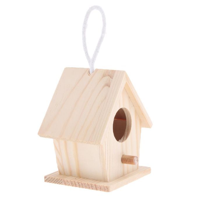 4X Handmade Swing Wood Birdhouse DIY Craft Decorative Cage For Indoors