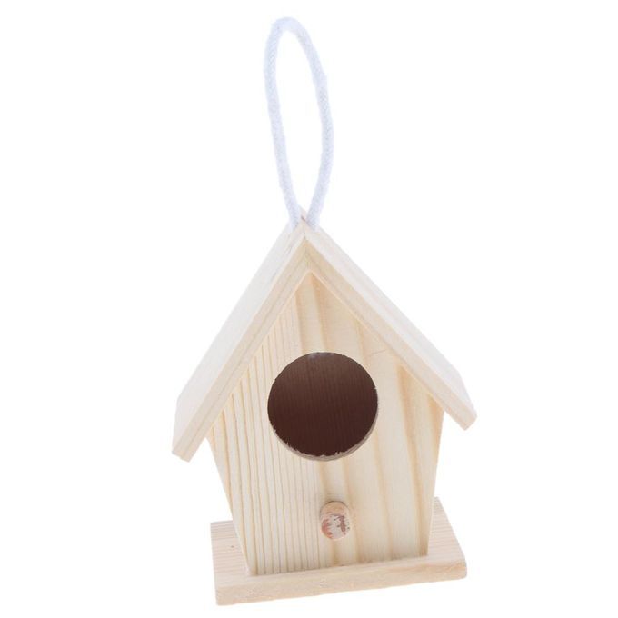 4X Handmade Swing Wood Birdhouse DIY Craft Decorative Cage For Indoors