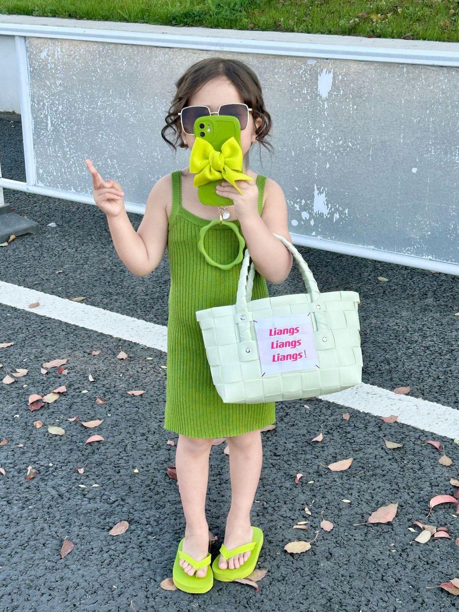 Girls' Knitted Dress 2023 Summer New Children 2-7 Years Old Korean Style Slim Fit Dress Children's Vest Dress