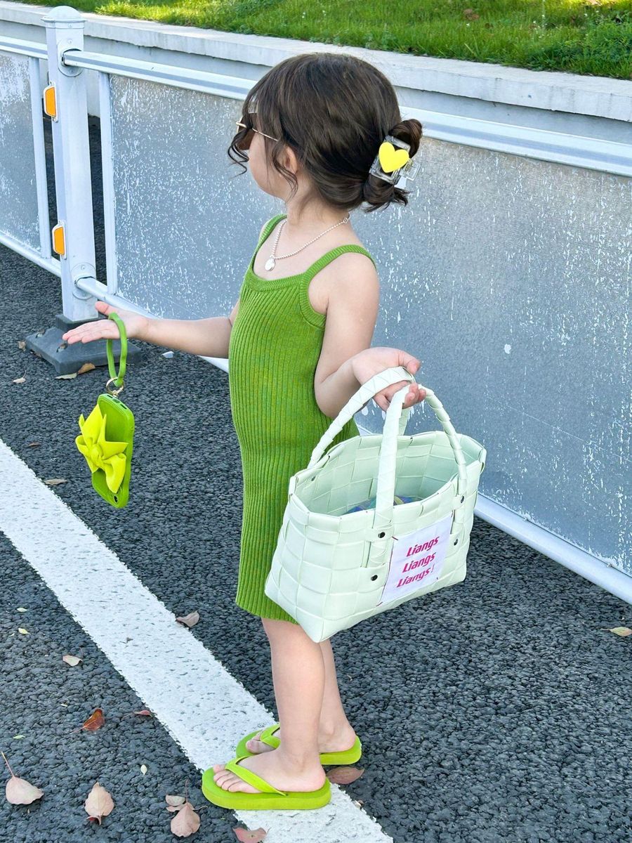 Girls' Knitted Dress 2023 Summer New Children 2-7 Years Old Korean Style Slim Fit Dress Children's Vest Dress
