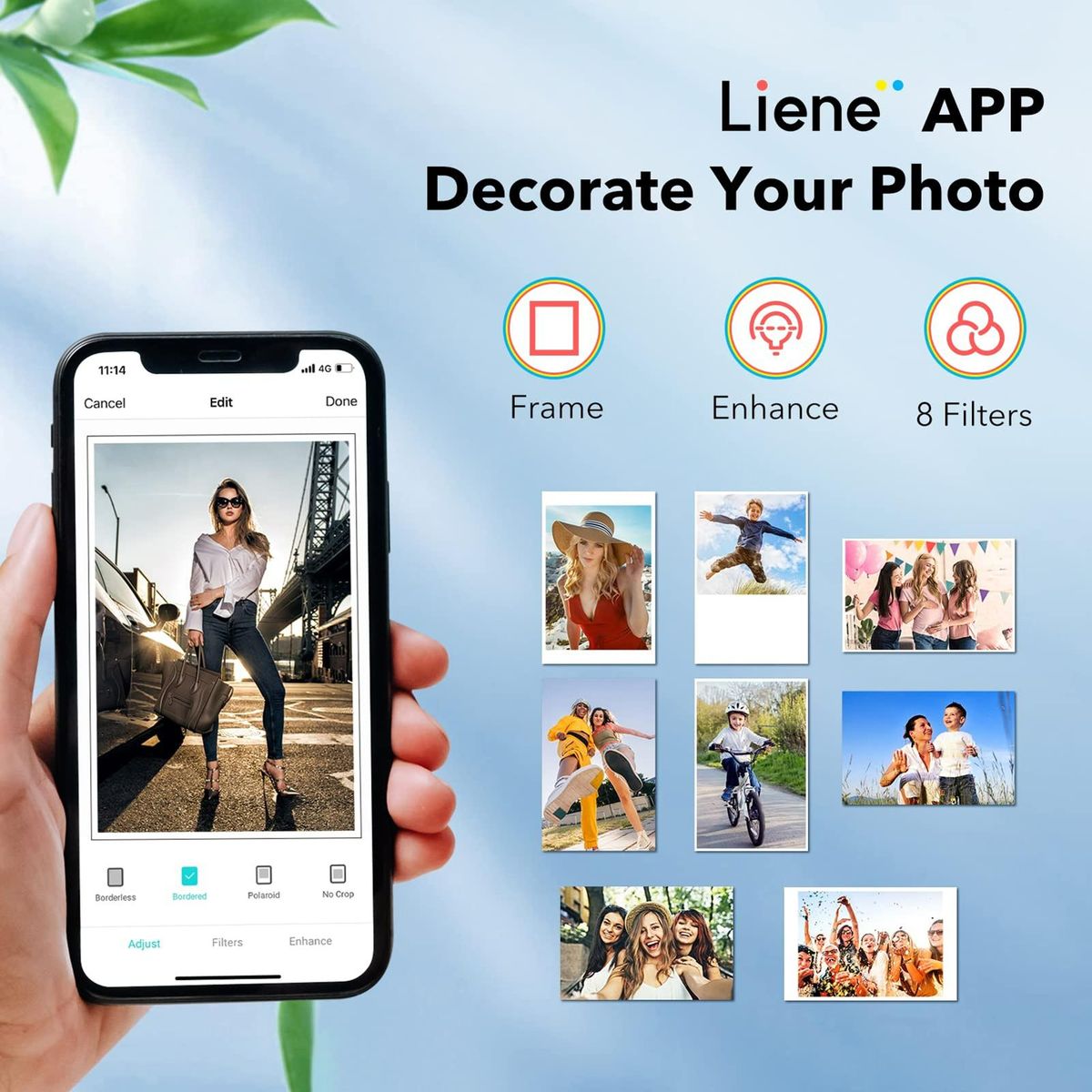 Liene Kiwi 2x3 Inch Mini Photo Printer Wireless Smartphone Instant Picture Printer with 50pcs ZINK Technology Adhesive Paper BT5.0 Connecting Compatible with iOS & Android Portable for Home Office School Party Travel