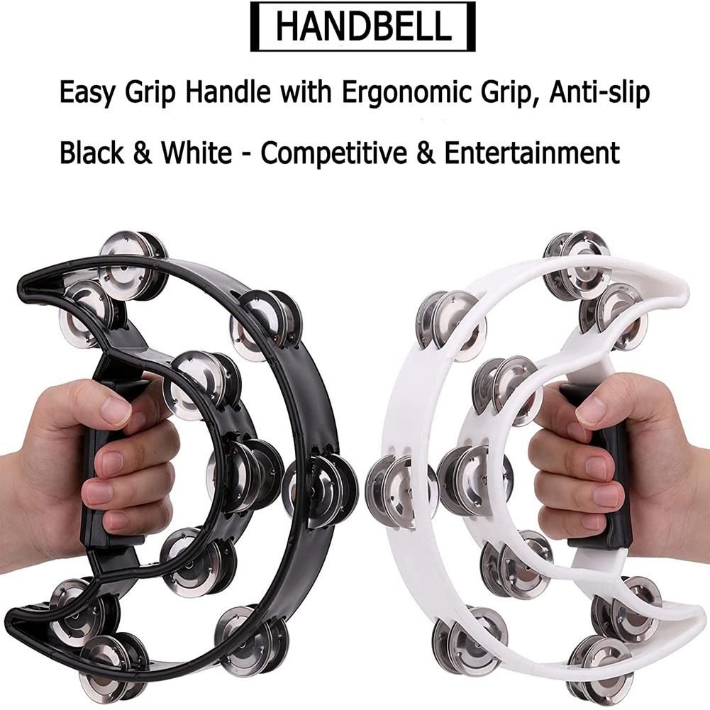 2Pack 10 Inch Double Row Tambourine for Adult,Half Moon