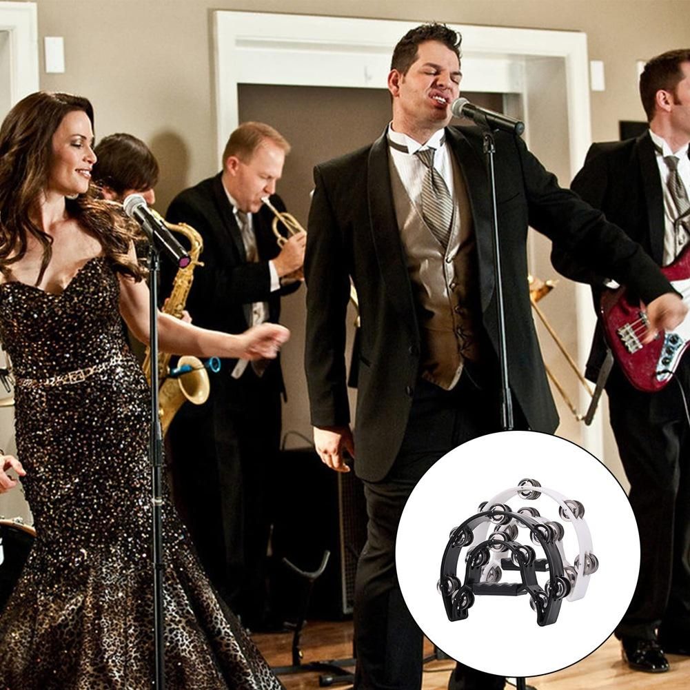 2Pack 10 Inch Double Row Tambourine for Adult,Half Moon