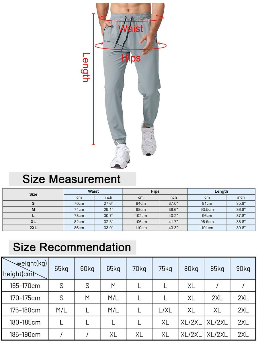Men Jogger Pants Lightweight Sweatpants with Pockets Towel Loop Running Workout Athletic Joggers