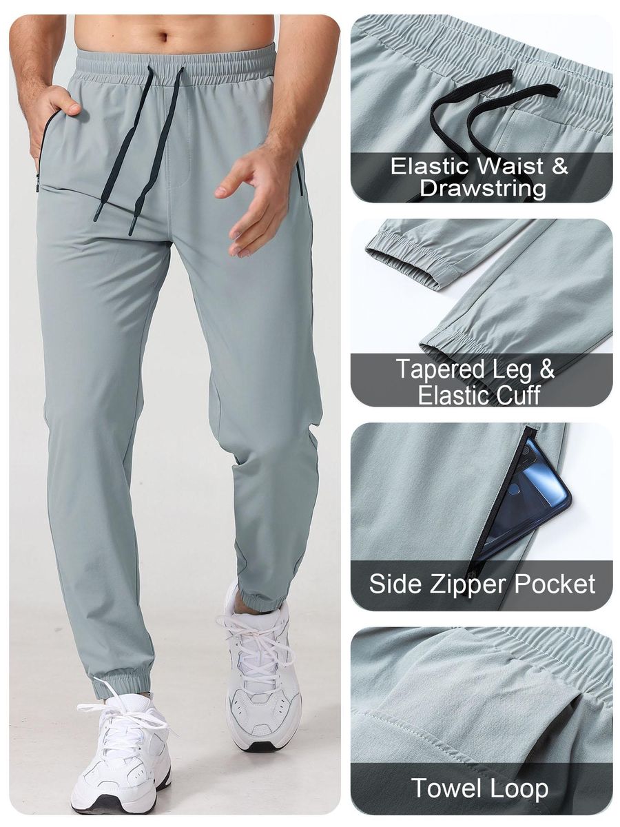 Men Jogger Pants Lightweight Sweatpants with Pockets Towel Loop Running Workout Athletic Joggers