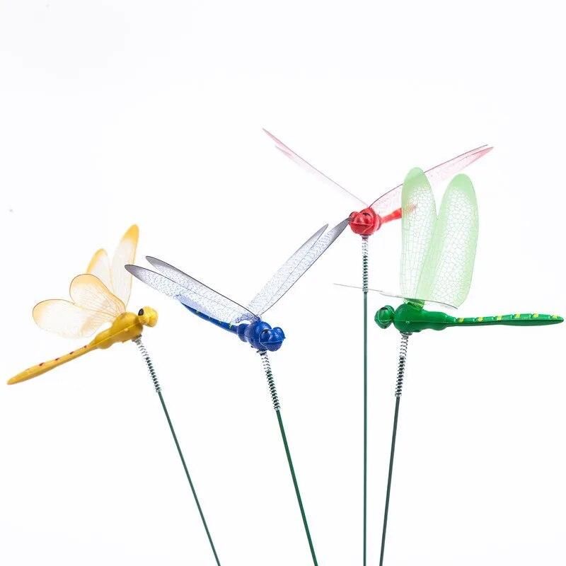 12pcs Dragonflies Insert Rod Gardening Decoration Simulation Dragonfly Home Decoration Background Gardening Decoration