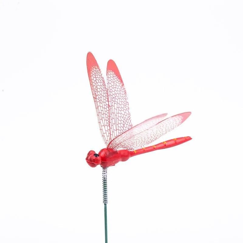 12pcs Dragonflies Insert Rod Gardening Decoration Simulation Dragonfly Home Decoration Background Gardening Decoration