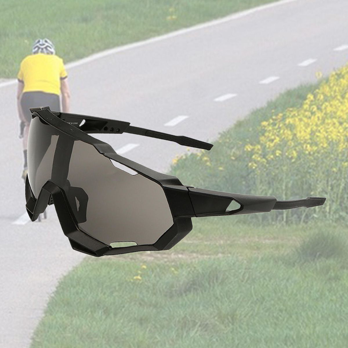 Men Polarized Cycling Sunglasses UV400 Bike  Ski Driving Black
