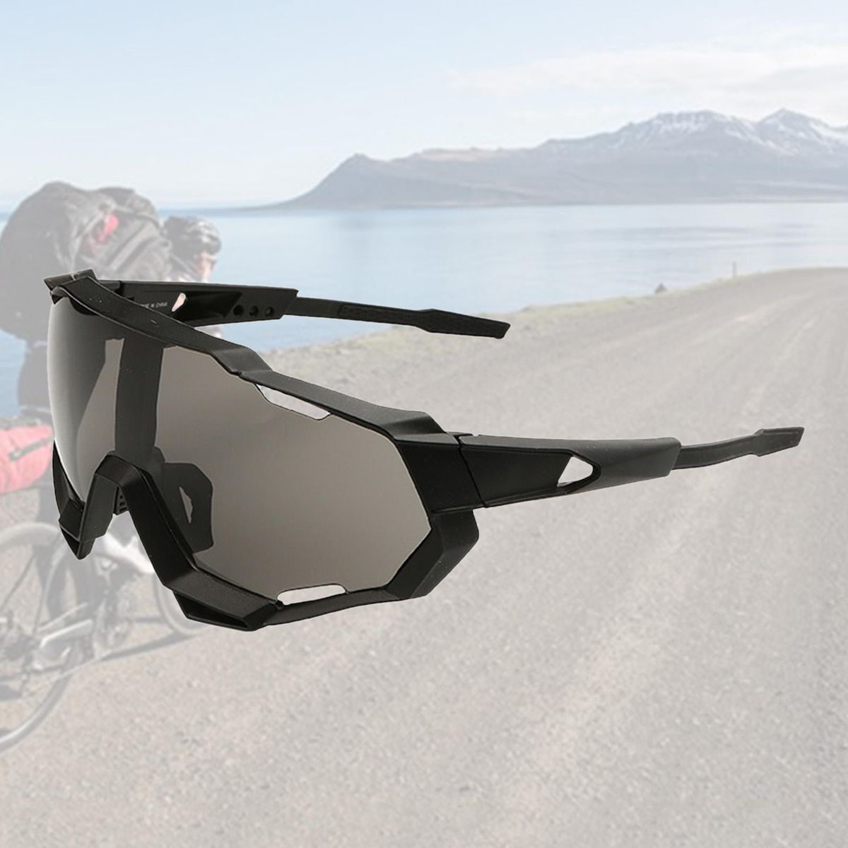 Men Polarized Cycling Sunglasses UV400 Bike  Ski Driving Black
