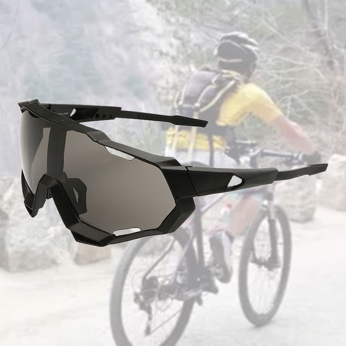 Men Polarized Cycling Sunglasses UV400 Bike  Ski Driving Black