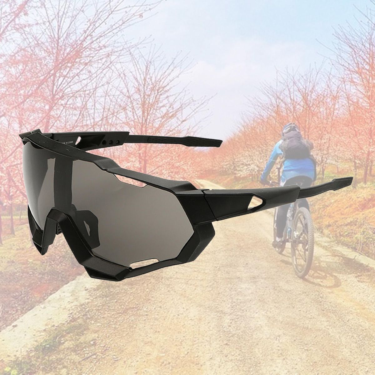 Men Polarized Cycling Sunglasses UV400 Bike  Ski Driving Black