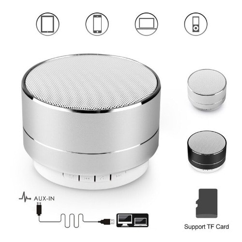 A10 Wireless Portable Bluetooth Speaker With Mic, Led Light, Micro Sd Card Slot