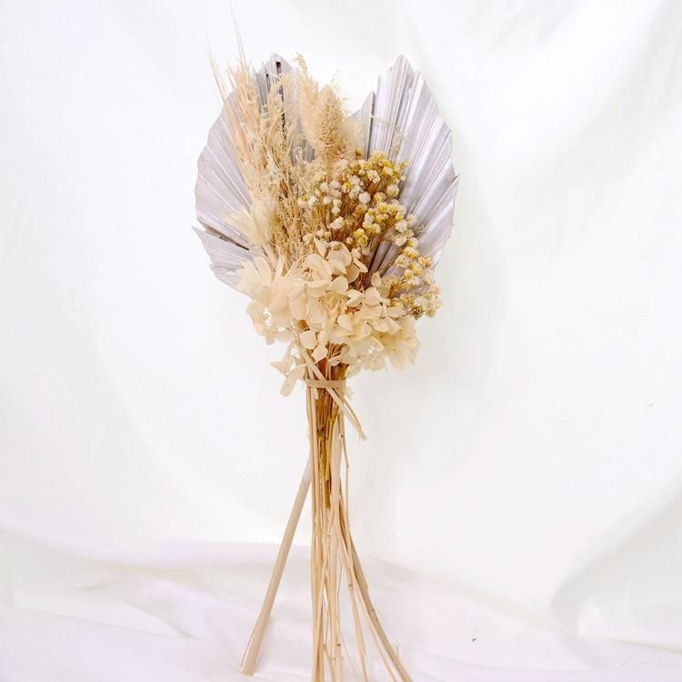Bohemian style wedding home decoration cattail fan sunflower leaves palm leaves DIY flower arrangement materials dried flowers cross-border supply Pearl White