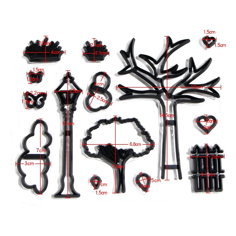 14Pcs Set Park Theme Cookie Cutter Plastic Plant Tree Grass