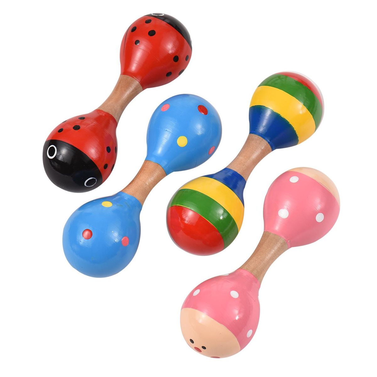 4pcs Wooden Maracas Mini Shaker Baby Rattles for Kids Cute Colorful Musical Instrument Toys for Baby Girls Boys Toddlers