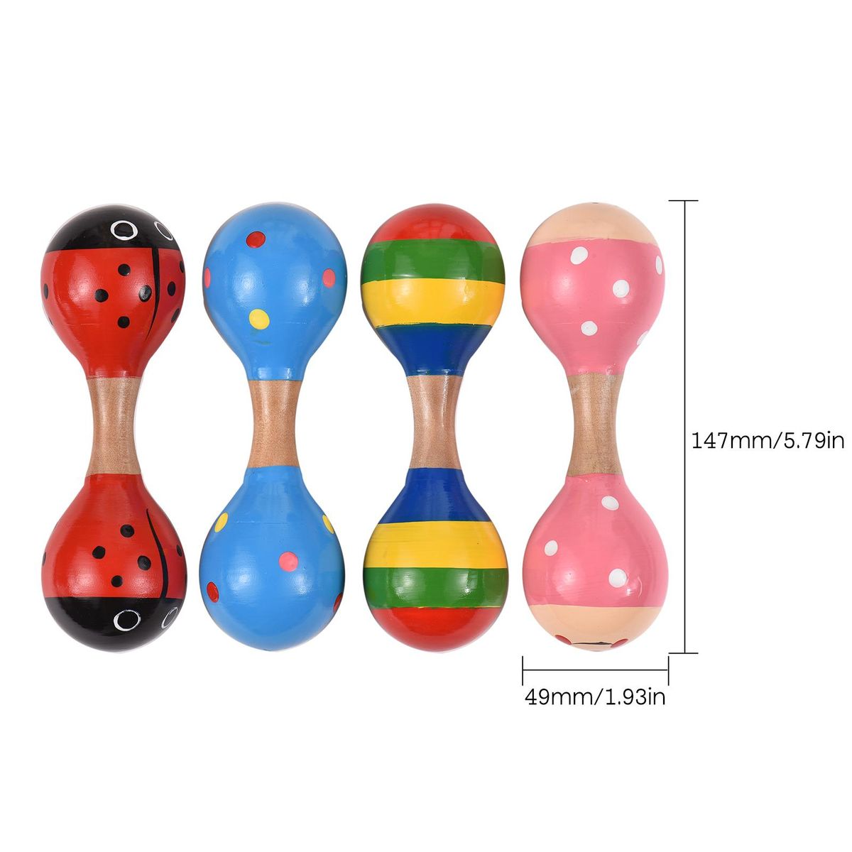 4pcs Wooden Maracas Mini Shaker Baby Rattles for Kids Cute Colorful Musical Instrument Toys for Baby Girls Boys Toddlers