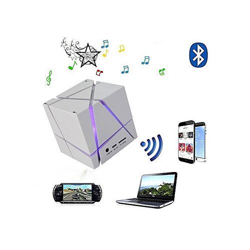 Portable Bluetooth Speaker Led Light Cube Speakers With Fm Radio 30 Build-in Microphone (White) HT-S
