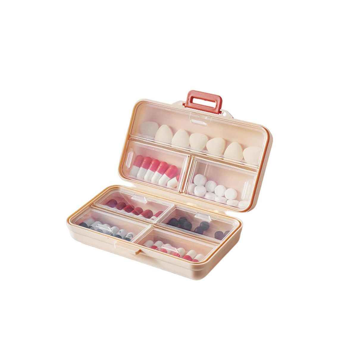 Tablet Container Portable 7 Grids Storage Box Organizer Pink