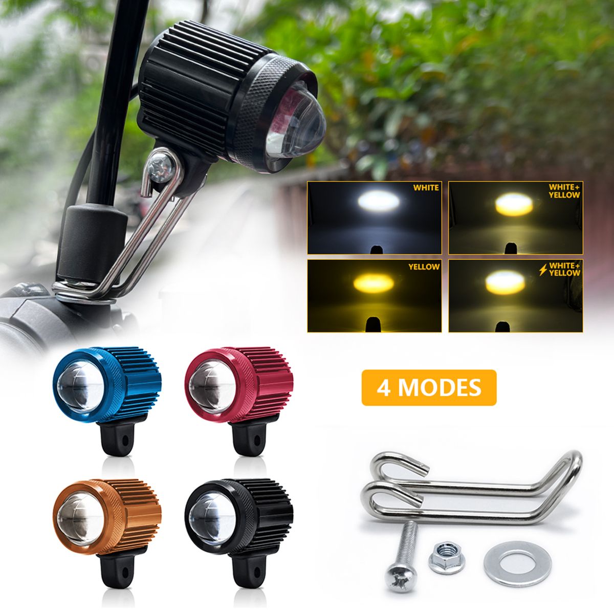 2Pcs Motorcycle Spot Light Motorcycle LED Driving Light Fog