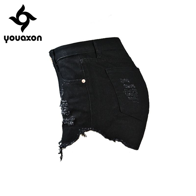 1995 Youaxon Black Shorts With Punk Metal Rivets Studded