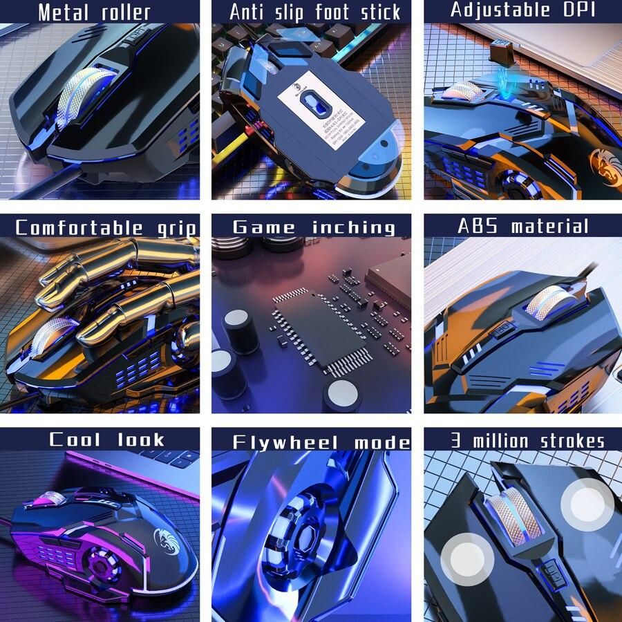 Wired 6 Keys Mouse Colorful Lighting Gaming and Office For Microsoft