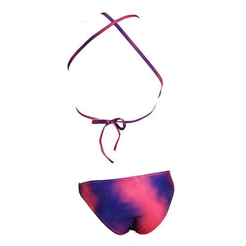 Women Sexy Cross Halter Contrast Color Swimsuit