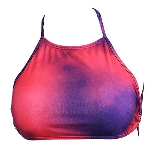 Women Sexy Cross Halter Contrast Color Swimsuit