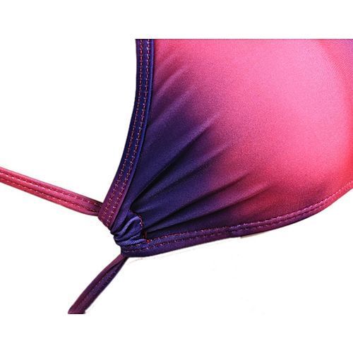 Women Sexy Cross Halter Contrast Color Swimsuit