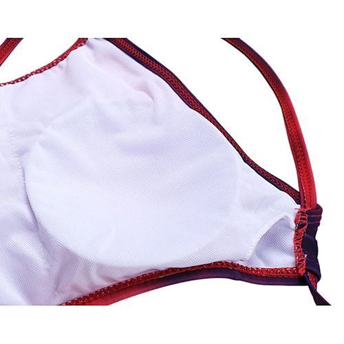Women Sexy Cross Halter Contrast Color Swimsuit