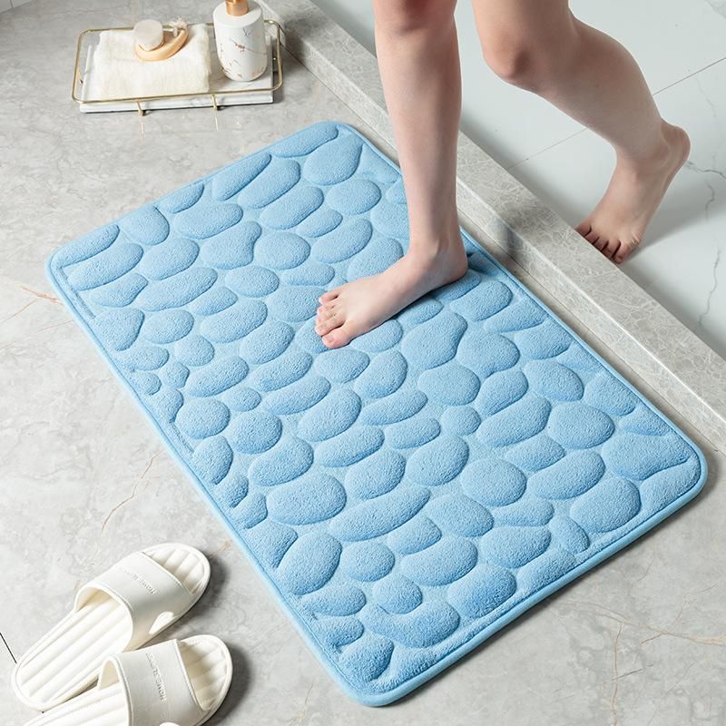 Foam Embossed Carpet Bathroom Living Room Non-Slip Mat Cobblestone Floor Mat