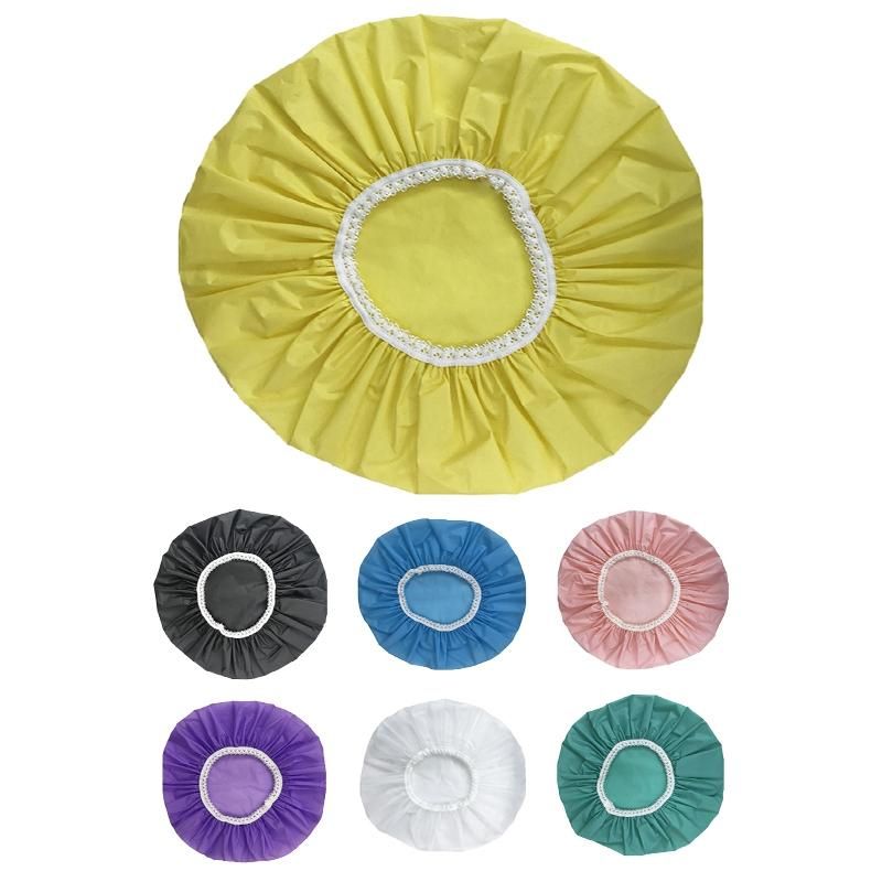1Pcs Household Waterproof Shower Cap Swimming Cap Hotel Elastic Shower Cap Hair Set White
