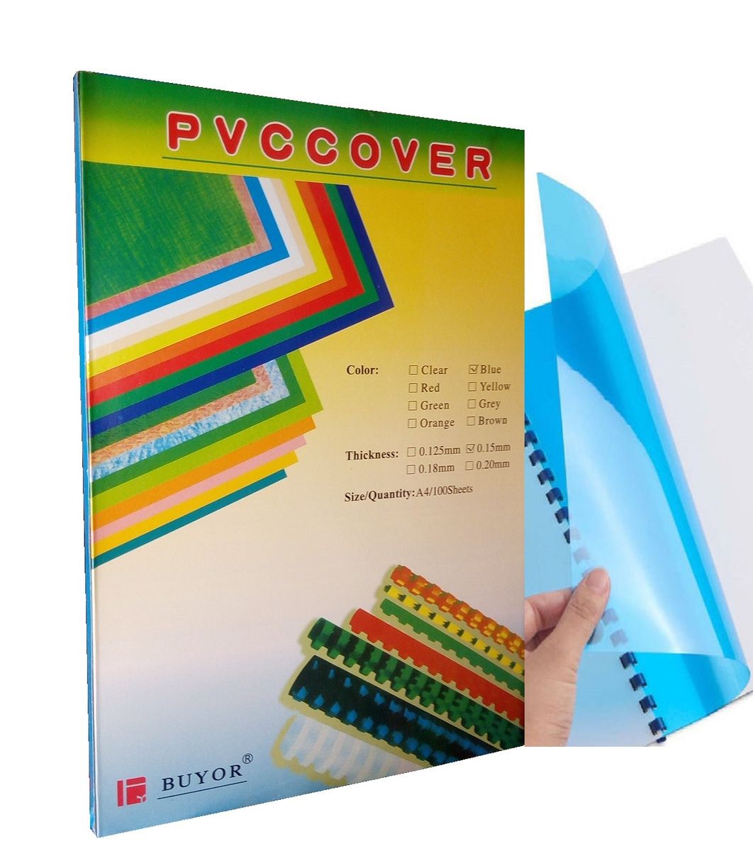 Transparent A4 Binding PVC Cover (Blue) - 100 Pieces