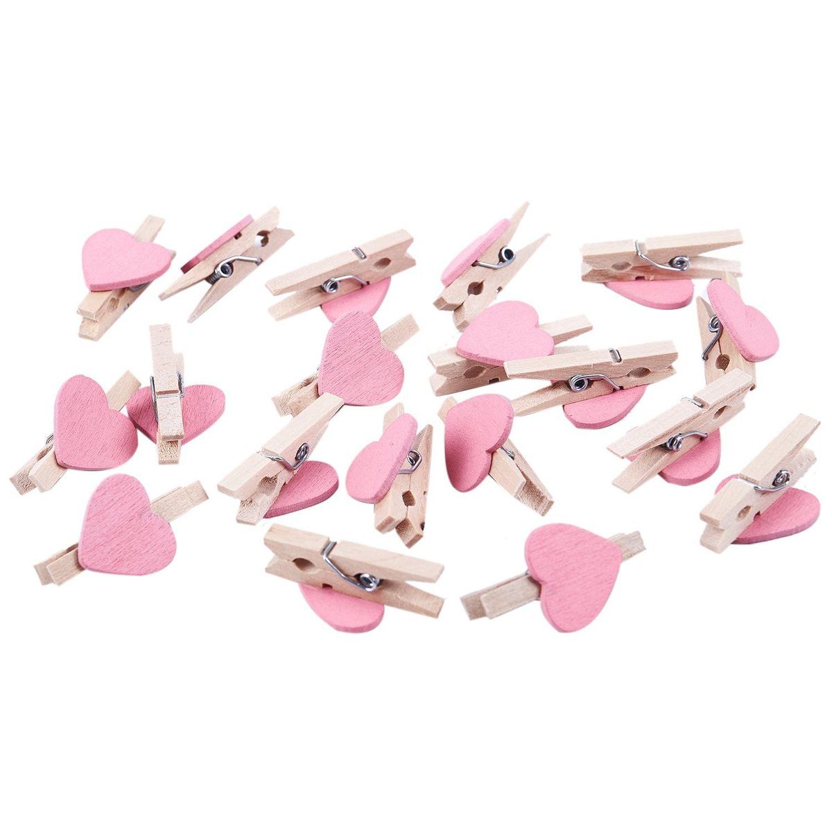 20x Love Heart Shape Wooden Clips Photo Holder Album Card