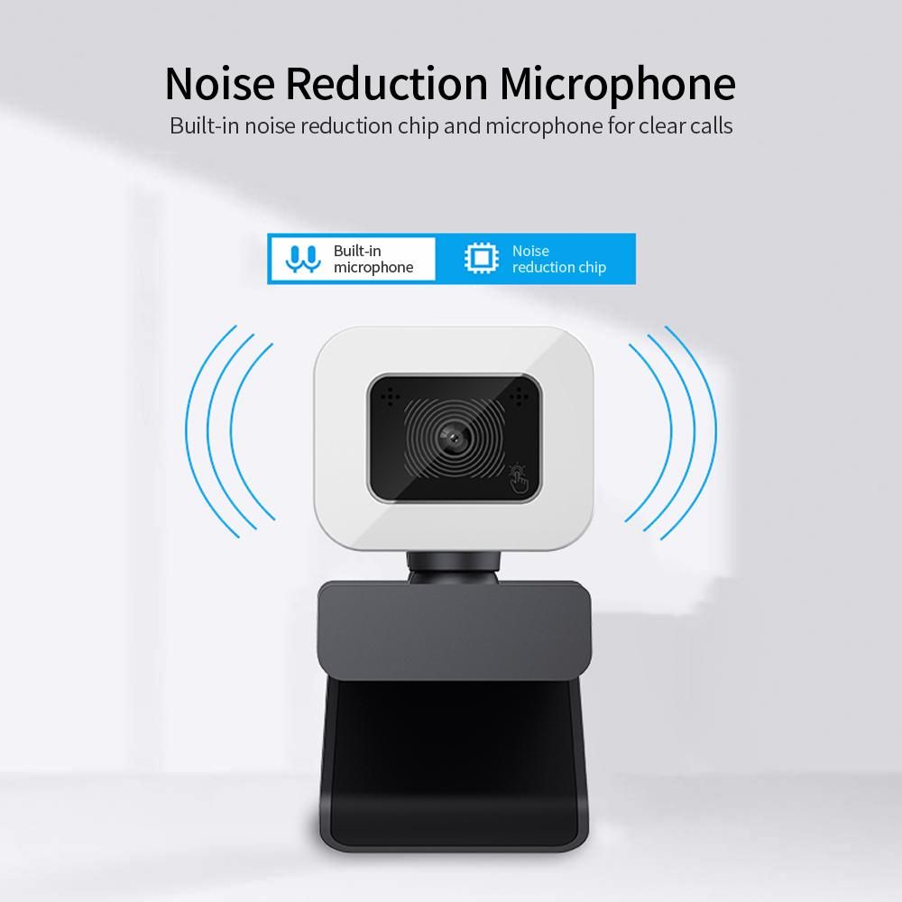 4K Auto Focus Web Camera Driver-free USB Webcam with Noise Reduction Microphone LED Fill Light Lamp for Video Chat Conference