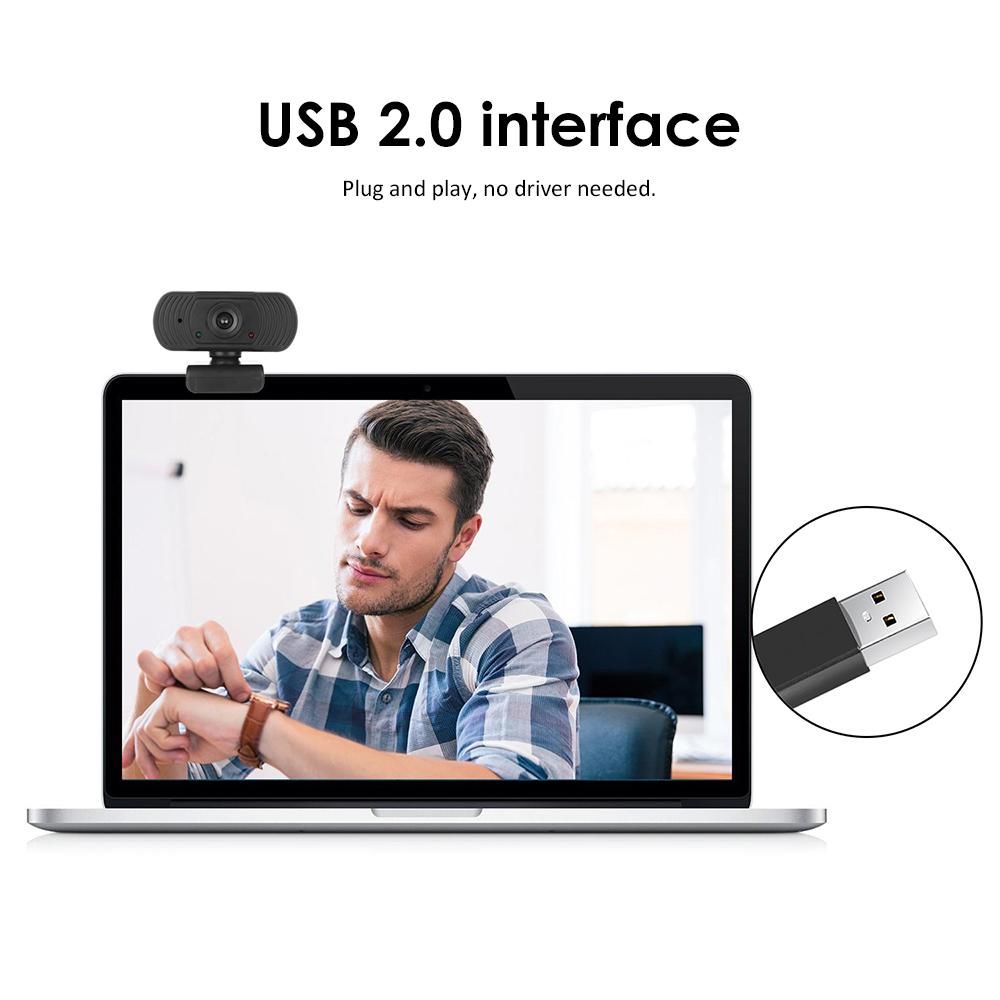 USB Webcam High Definition 1080P Web Camera Built-in Microphone with Clip-on Base USB2.0 Web Cam for Laptop Computer PC Plug and Play