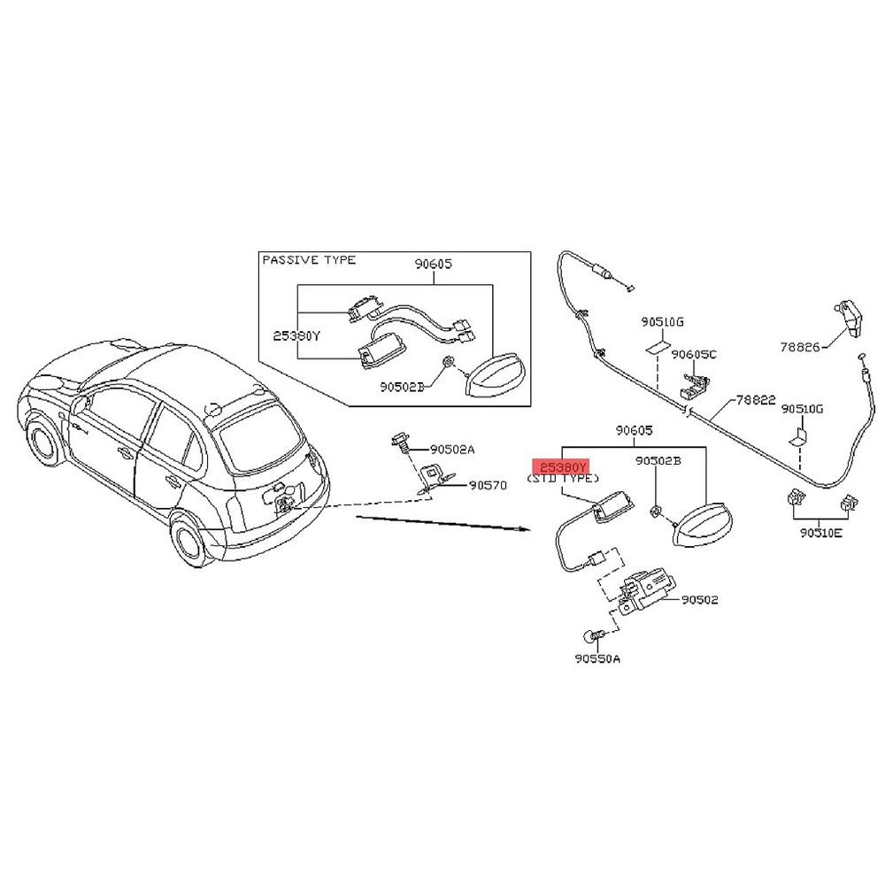 Boot Lid Tailgate Opening Switch Replacement For Micra