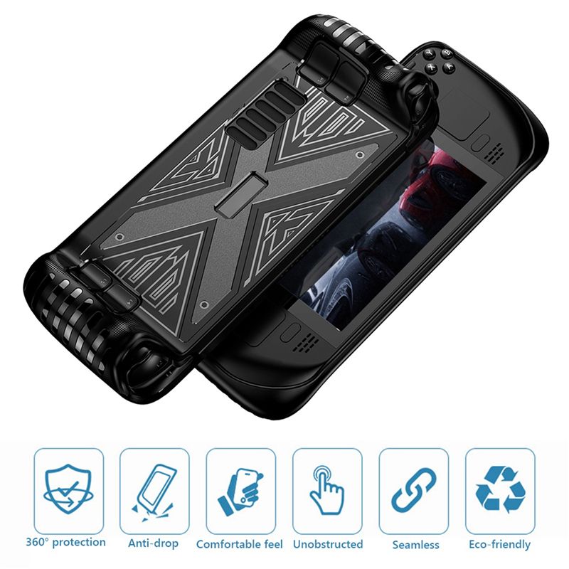 Anti Slip TPU Case for Valve Steam Deck Shockproof Protective Game Console Shockproof Non-Slip Protective Case Black)