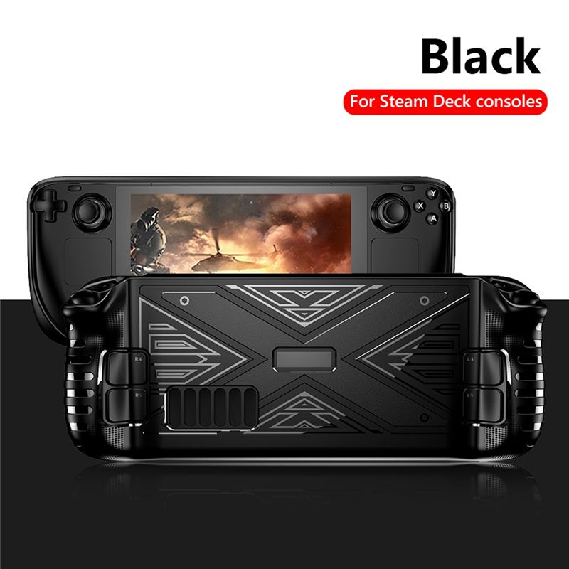 Anti Slip TPU Case for Valve Steam Deck Shockproof Protective Game Console Shockproof Non-Slip Protective Case Black)