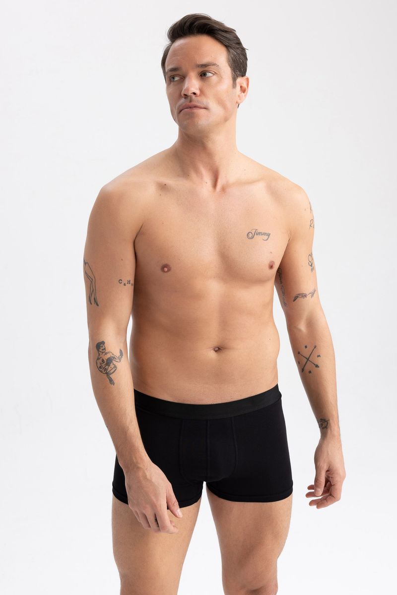 5 Piece Man Casual Regular Fit Knitted Boxer - Black