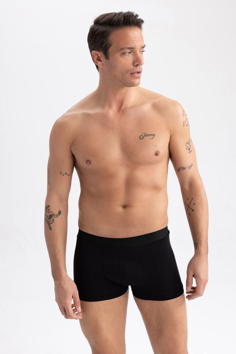 5 Piece Man Casual Regular Fit Knitted Boxer - Black