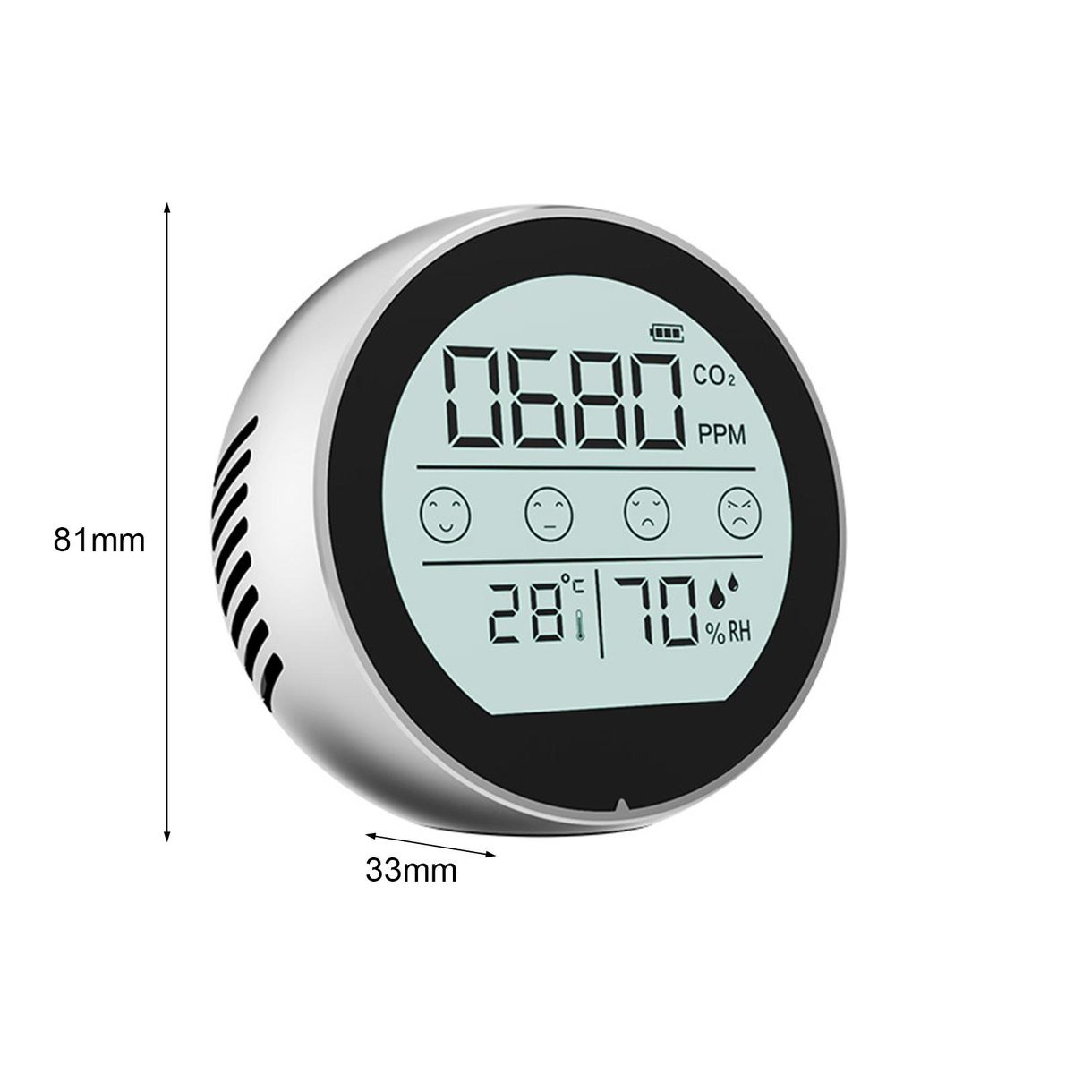 1 Set Air Quality Detector Humidity Temperature Carbon Dioxide Monitor Silver