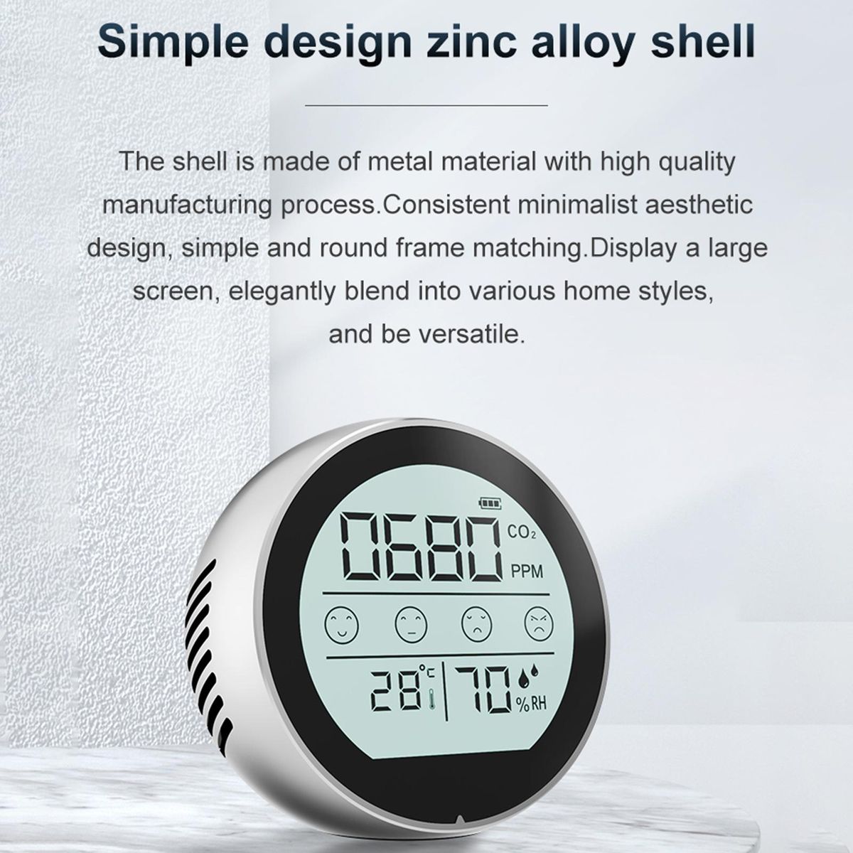 1 Set Air Quality Detector Humidity Temperature Carbon Dioxide Monitor Silver