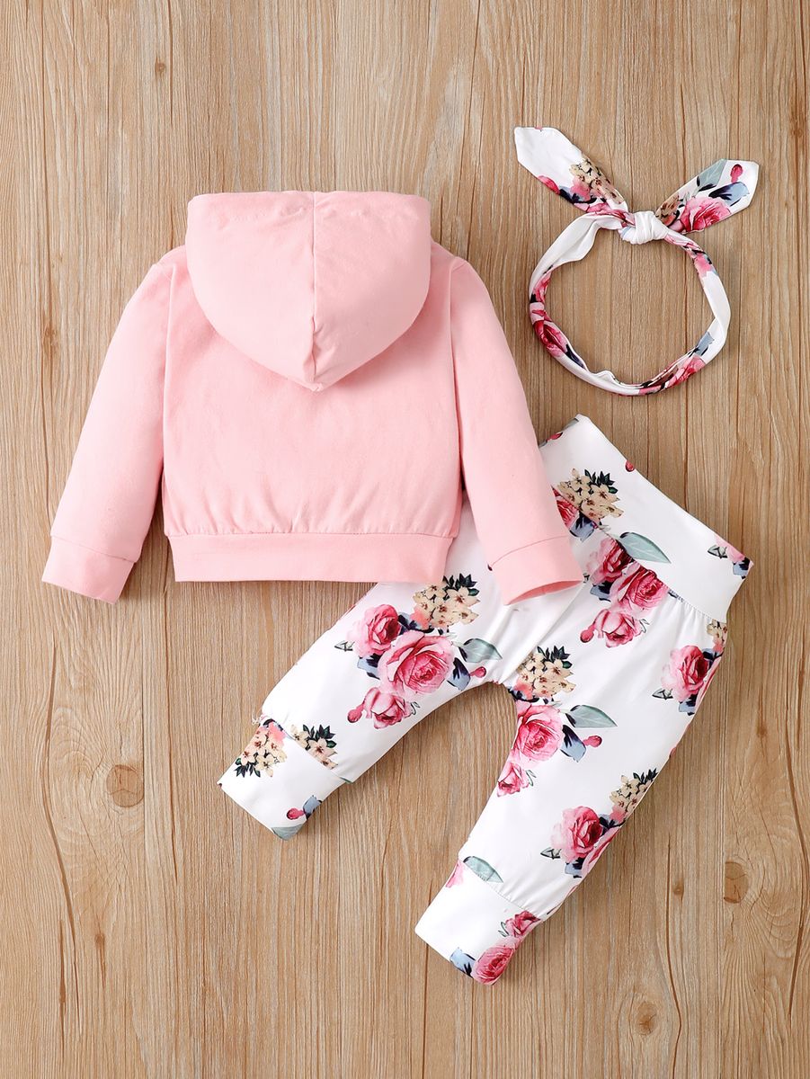 Baby Girls Long Sleeve Hoodie Sportswear -Pink