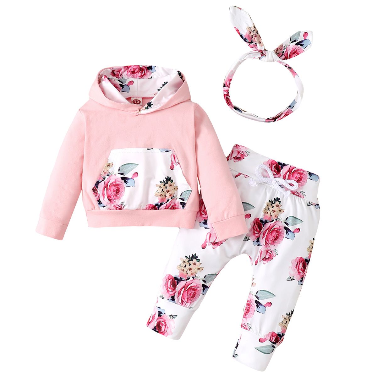 Baby Girls Long Sleeve Hoodie Sportswear -Pink