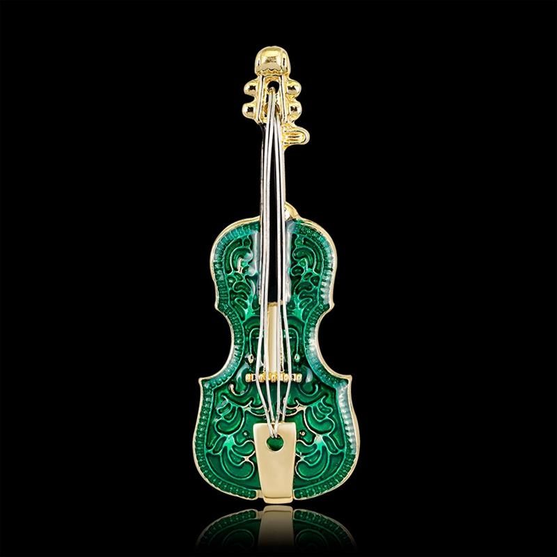 Green Concert Enamel Pin Violin Clothes Lapel Brooches