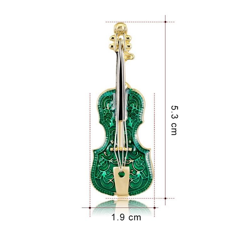 Green Concert Enamel Pin Violin Clothes Lapel Brooches