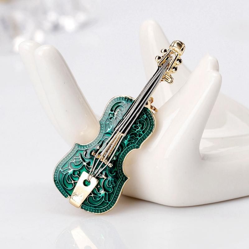 Green Concert Enamel Pin Violin Clothes Lapel Brooches